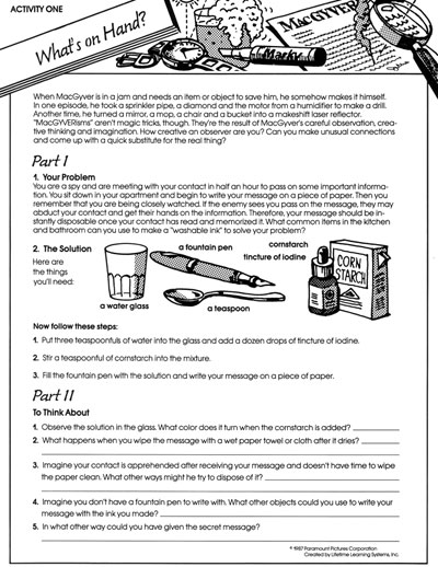 Super Science with MacGyver Worksheets and Teaching Materials