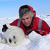 Richard with a baby seal